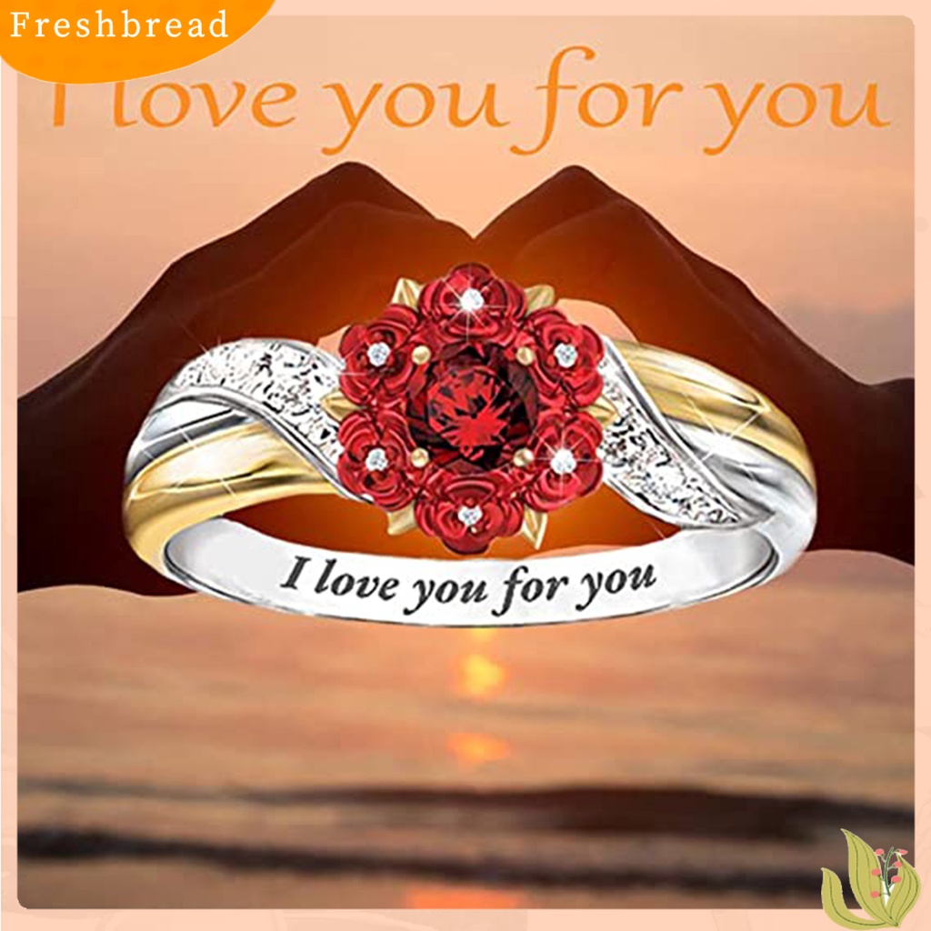 &lt; Freshbread &gt; Women Ring Indah Nice-looking Wanita Portabel Indah Cinta Hati Rose Ring Untuk Pernikahan