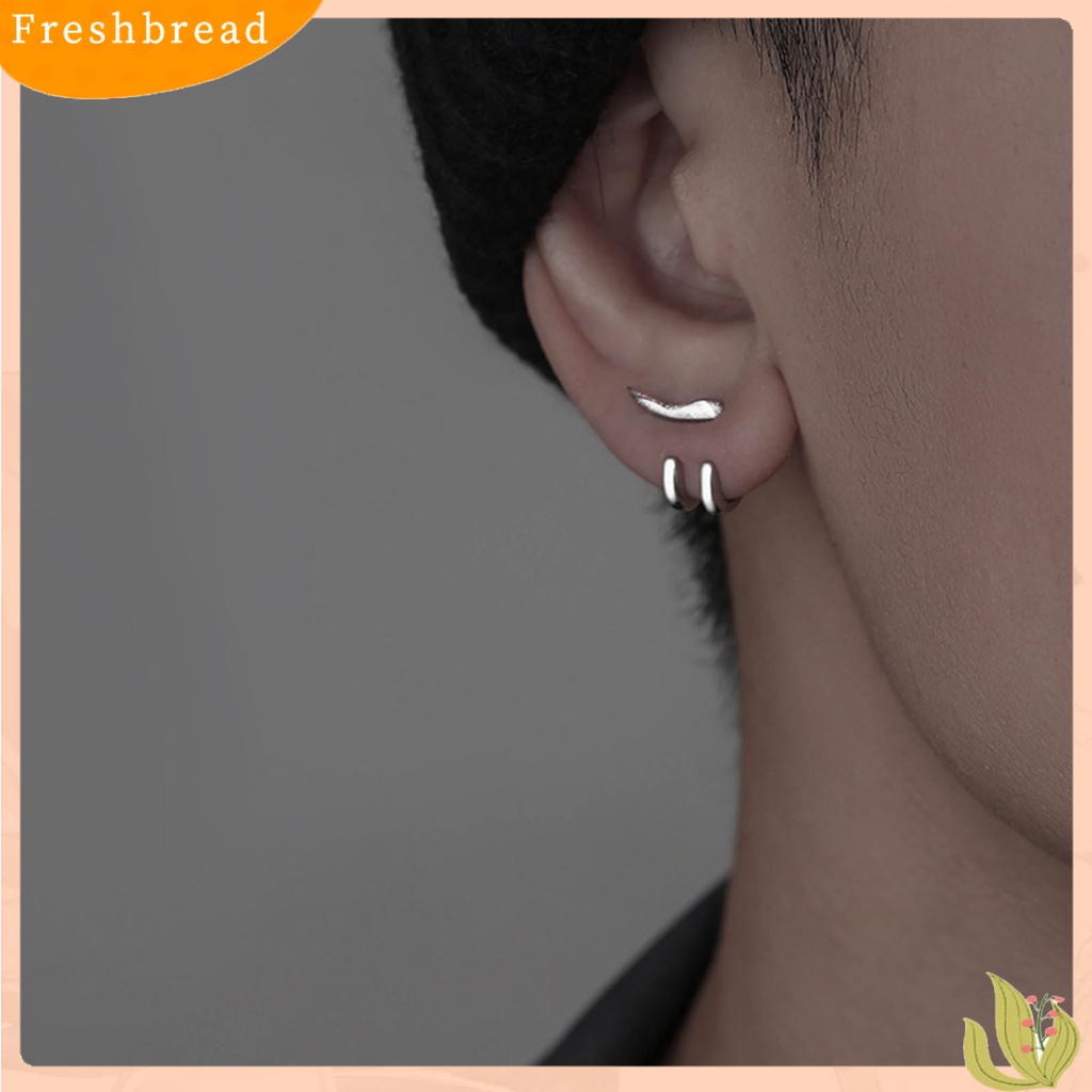 < Freshbread > Ear Studs Punk Hip Hop Dilepas 2-cakar Kait Kepribadian Hadiah Keren Gaya Sederhana Pria Anting Perhiasan Fashion