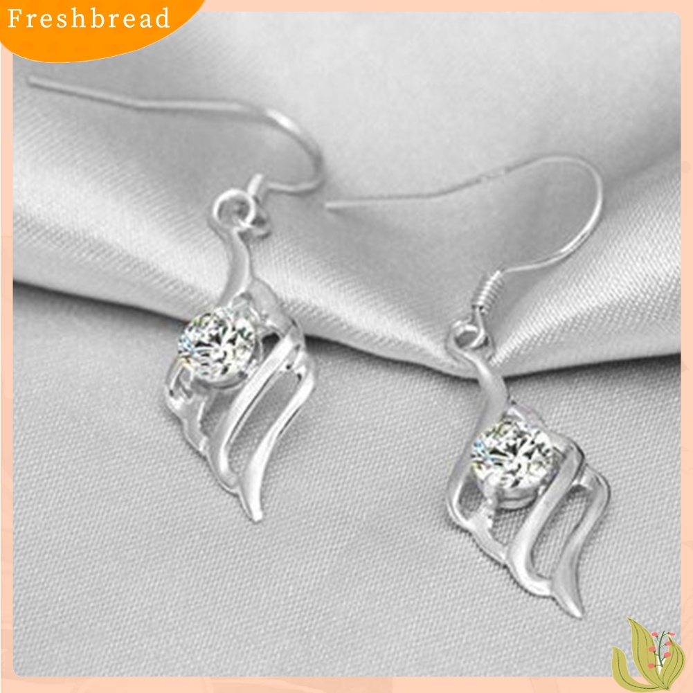 &lt; Freshbread &gt; Fashion Wanita Berlian Imitasi Panjang Menjuntai Sayap Malaikat Kait Anting Pesta Perhiasan Hadiah