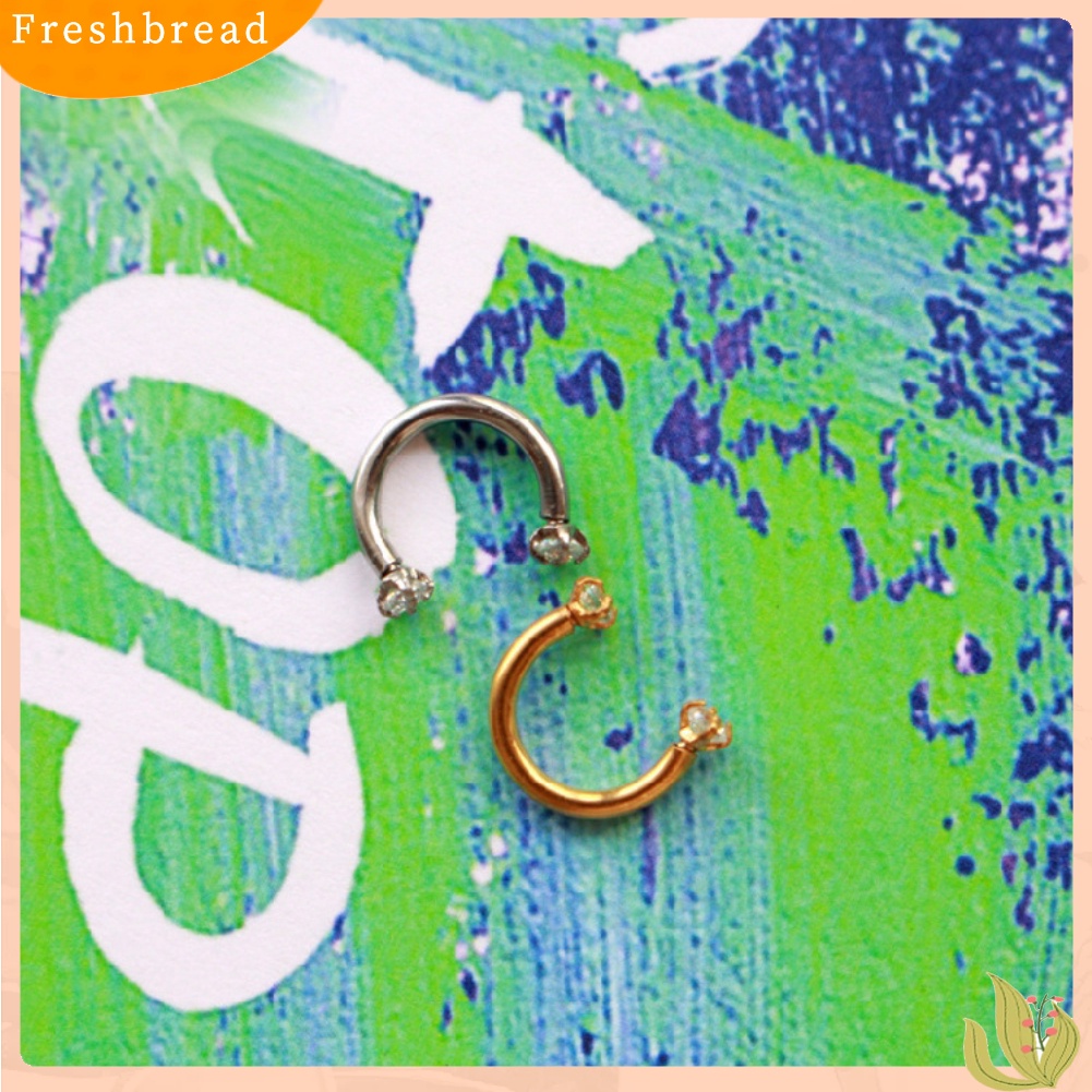 &lt; Freshbread &gt; 1Pc Unisex U Bentuk Berlian Imitasi Sekrup Baja Titanium Telinga Stud Perhiasan Tulang Rawan