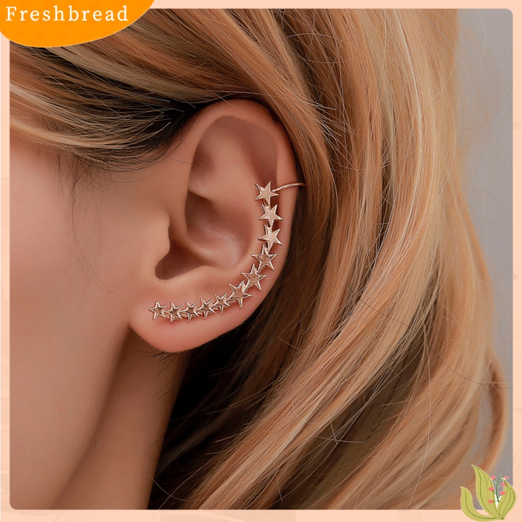 &lt; Freshbread &gt; 1pc Klip Anting Bentuk Bintang Warna Solid Ramah Untuk Kulit Anti-Cacat Indah Dekoratif Portabel Tahan Lama Ringan Wanita Stud Earrings Hadiah