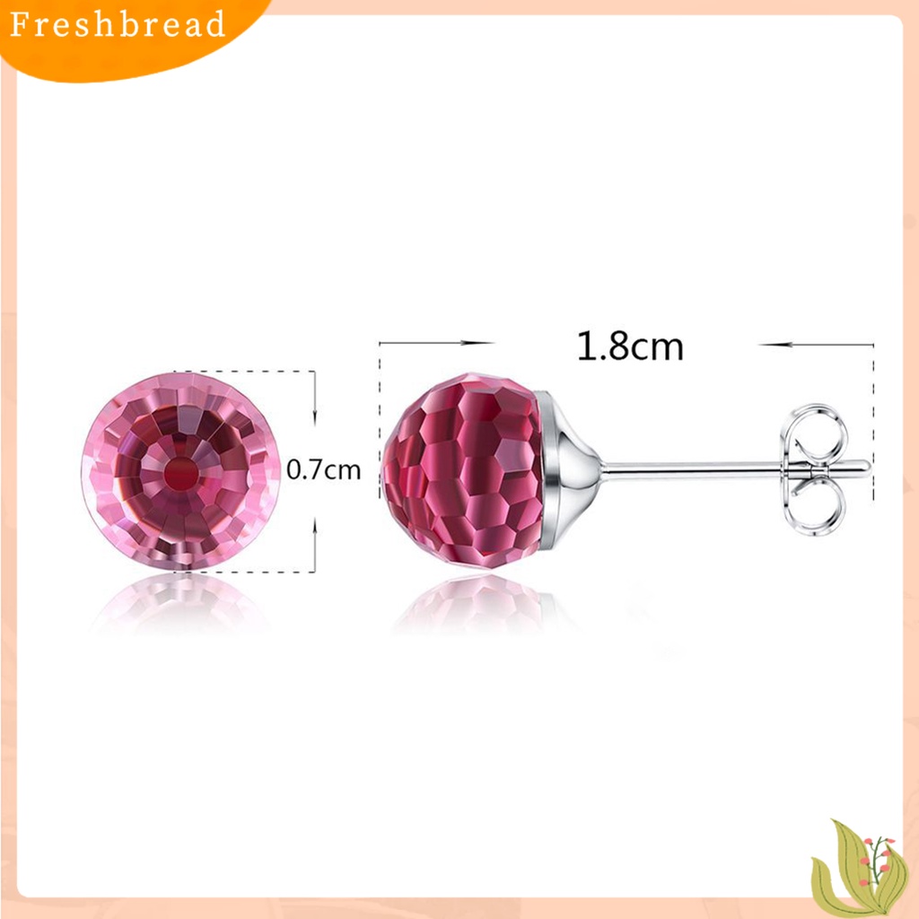 &lt; Freshbread &gt; Wanita Ear Studs Anti Tarnish Sterling Silver Anting Tusuk Kristal Imitasi Bulat Untuk Kehidupan Sehari-Hari