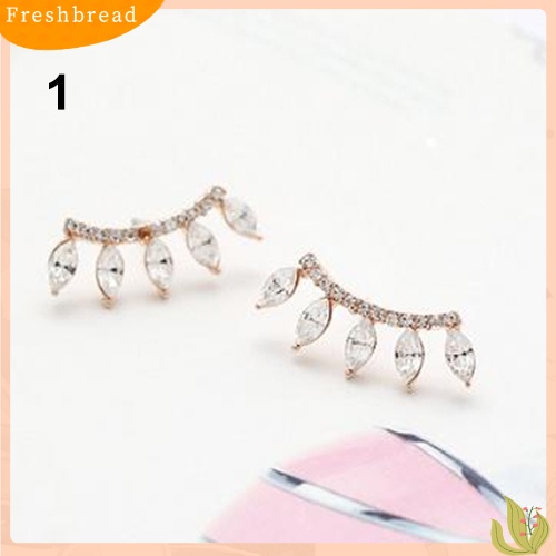 &lt; Freshbread &gt; Fashion Perak Disepuh Marquise Cut Berlian Imitasi Mahkota Telinga Menyapu Pejantan Anting