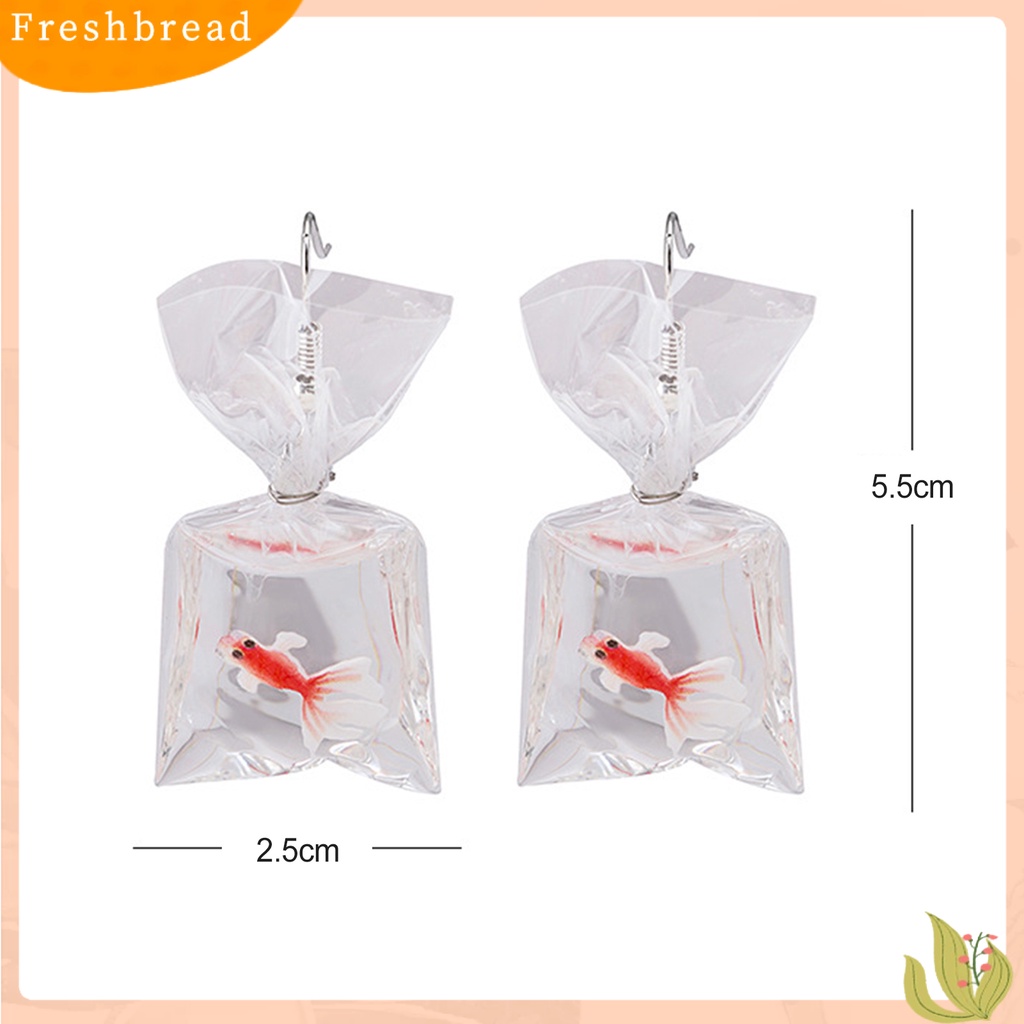 &lt; Freshbread &gt; 1pasang Drop Earrings Lucu Kartun Transparan Bentuk Kantong Air Realistis Dekoratif Hadiah Wanita Ikan Mas Menjuntai Kait Anting Pesona Perhiasan Aksesori Busana