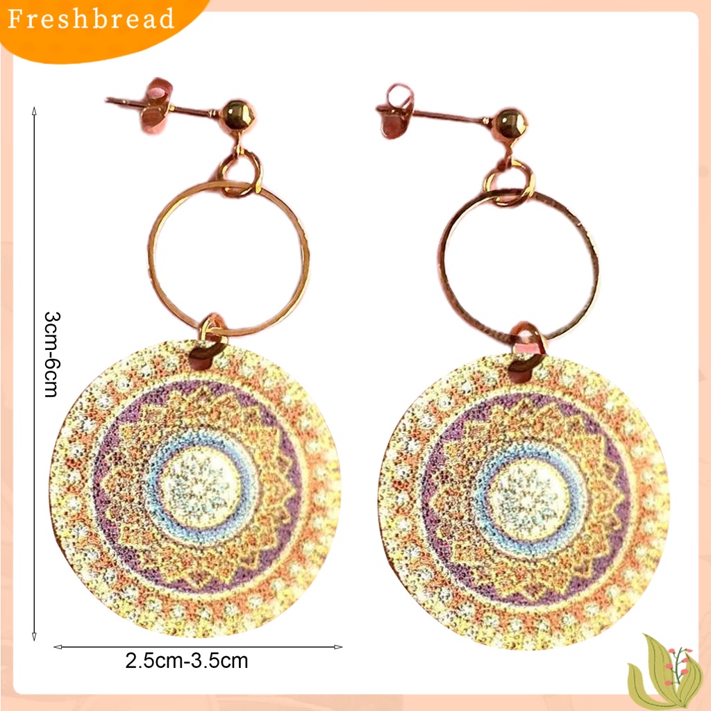 &lt; Freshbread &gt; 1pasang Anting Wanita Geometris Pola Vintage Perhiasan Electroplating Round Drop Earrings Hadiah Ulang Tahun