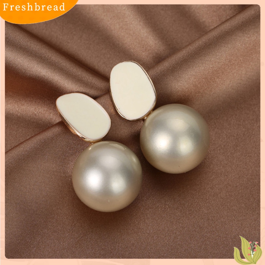 &lt; Freshbread &gt; 1pasang Wanita Stud Earrings Berbentuk Tetesan Air Gaya Korea Perhiasan Geometris Mutiara Imitasi Menjuntai Anting Perhiasan Hadiah