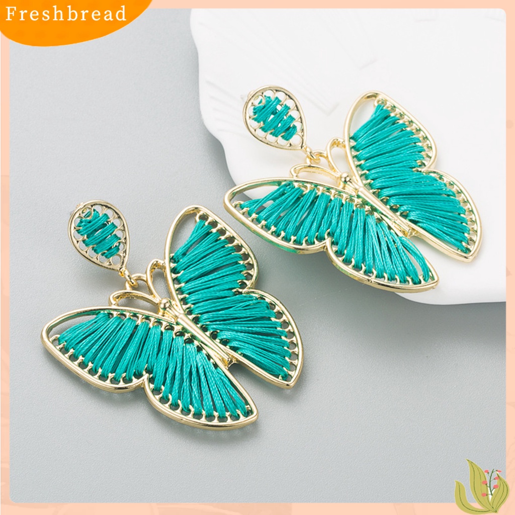 &lt; Freshbread &gt; 1pasang Drop Earring Indah Elegan Gaya Boho Warna-Warni Desain Kupu-Kupu Anting Wanita Untuk Pacaran