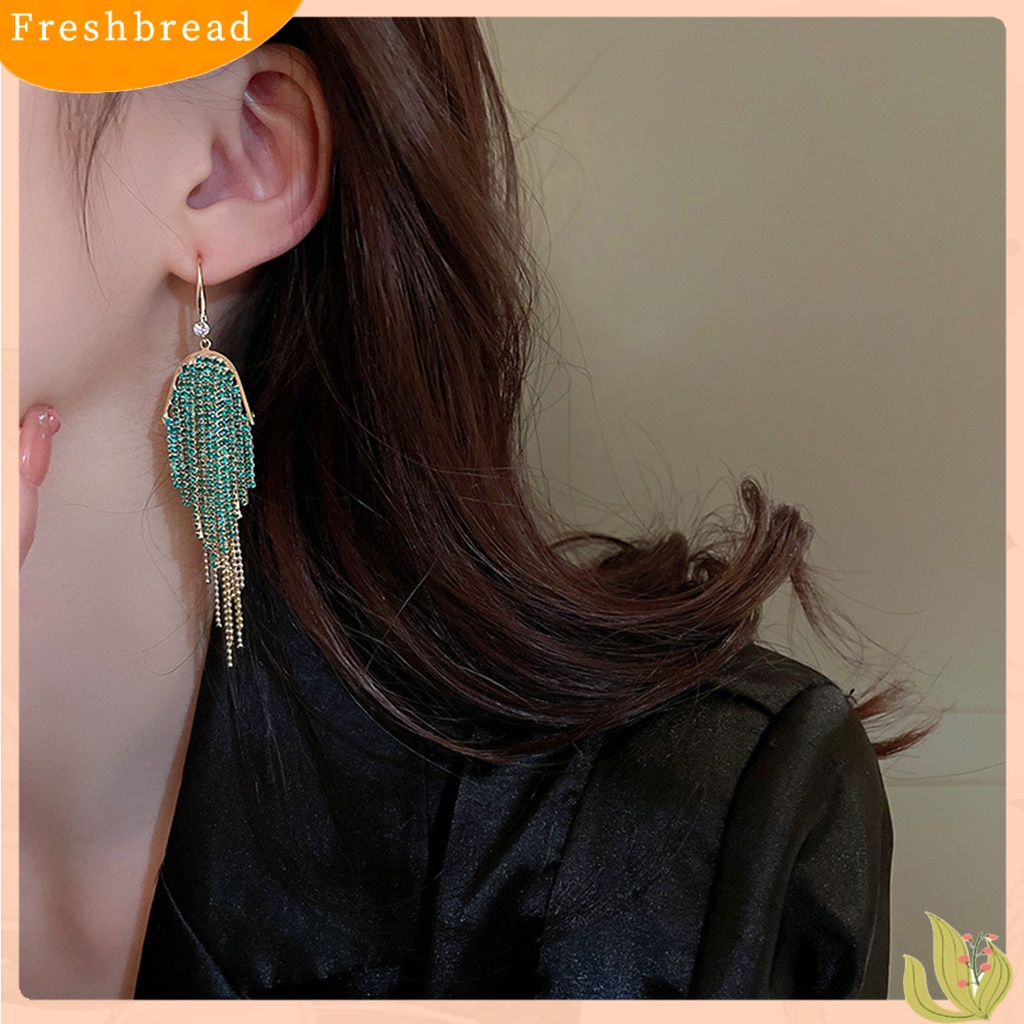 &lt; Freshbread &gt; 1pasang Anting Panjang Glitter Perhiasan Statement Geometris Gaya Bohemian Anting Rumbai Hias Berlian Imitasi Warna-Warni Untuk Perjamuan