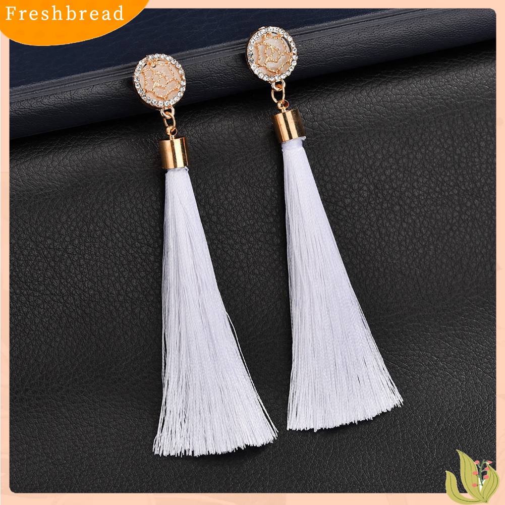 &lt; Freshbread &gt; Bohemian Etnik Bunga Panjang Rumbai Menjuntai Statement Earrings Wanita Perhiasan Hadiah