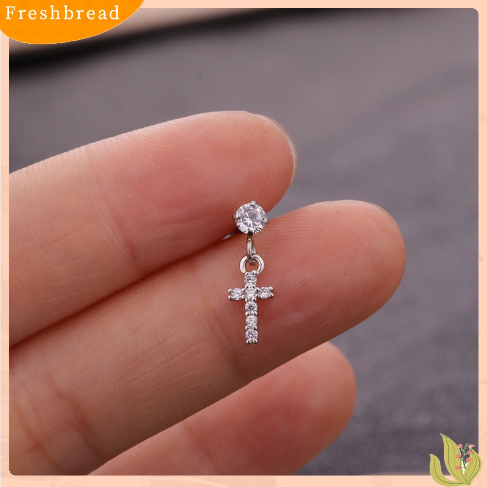 < Freshbread > 1Pc Wanita Bintang Bunga Cubic Zirconia Menjuntai Ear Stud Earring Perhiasan Tulang Rawan