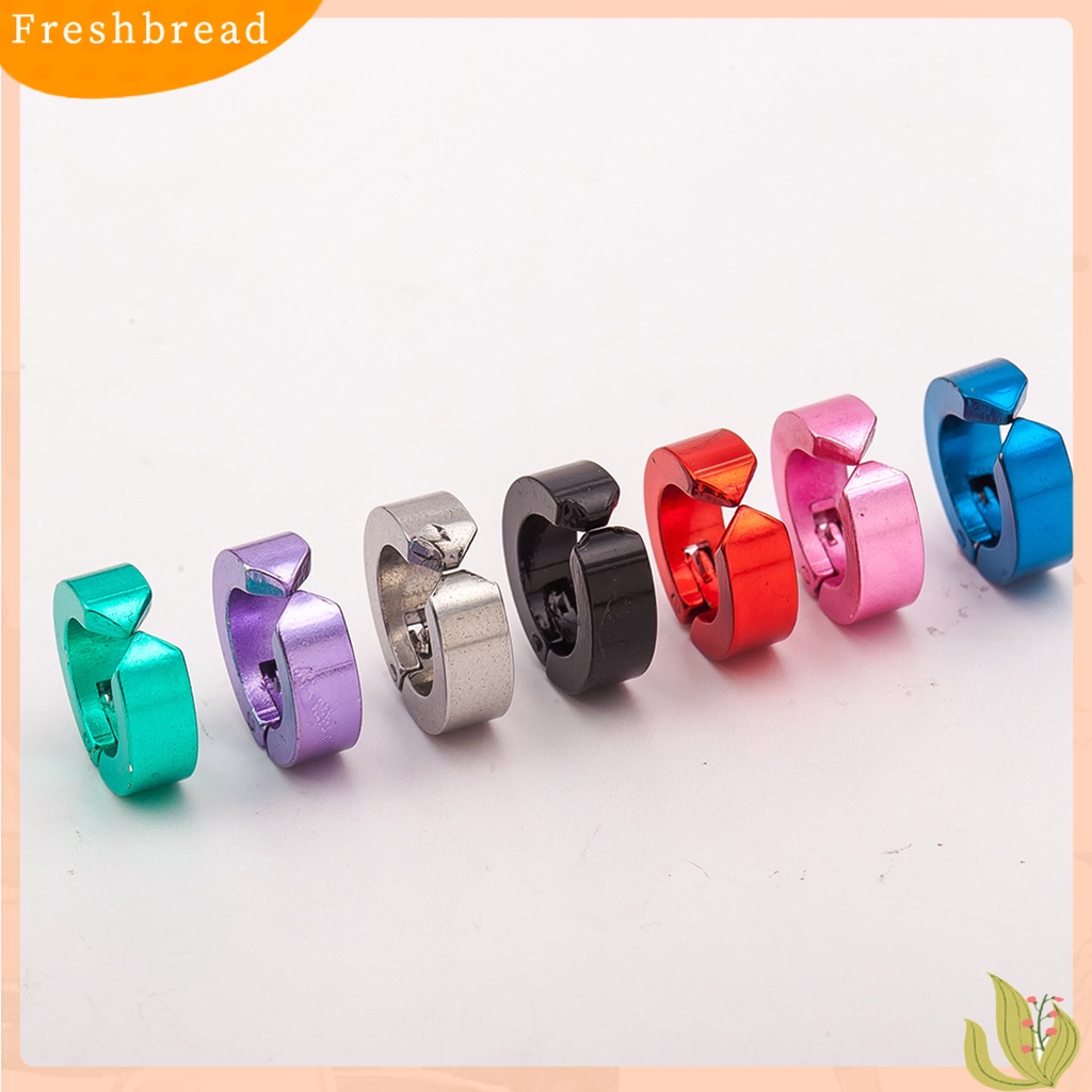 &lt; Freshbread &gt; 1pc Anting Klip Gaya Korea Warna Solid Anti Karat Punk Tahan Lama Hias Lingkaran Bulat Anti-Alergi Tanpa Tindik Lady Huggie Earrings Hadiah