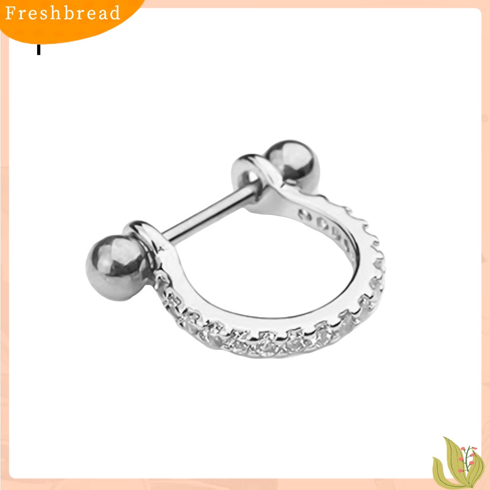 &lt; Freshbread &gt; 1Pc Cubic Zirconia U Bentuk Barbel Helix Hoop Earring Wanita Perhiasan Tindik