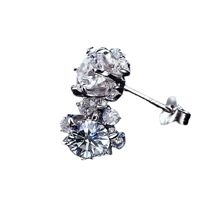 Goldkingdom Aksesoris Perhiasan Fashion Ready Stock Hias Zirkon Perak Disepuh Klasik Korea Super Snowflake Stud Feminin Anting