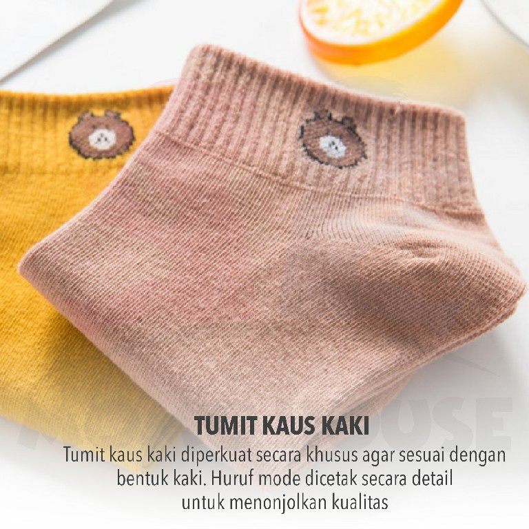 MOMO HOUSE Kaos Kaki Pendek Wanita Kaos Wanita Kaos Kaki Dewasa Wanita Kaos Kaki Dewasa Perempuan Motif Beruang