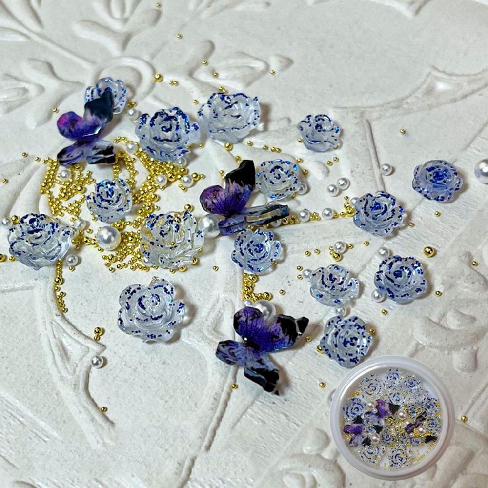 AUGUSTINA Agustinina Aksesoris Kuku Diy Butterfly Resin Steel Ball Nail Art Dekorasi