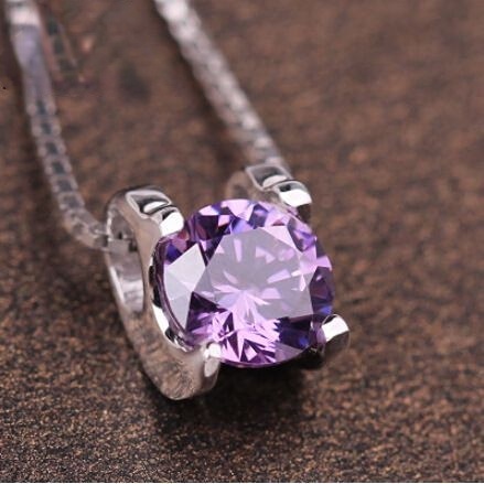 Goldkingdom Fashion Perhiasan Aksesoris Ready Stock Bertatahkan Berlian Wanita Kalung Pendek Kerah Tulang Fashion Korea Amethyst Pendant