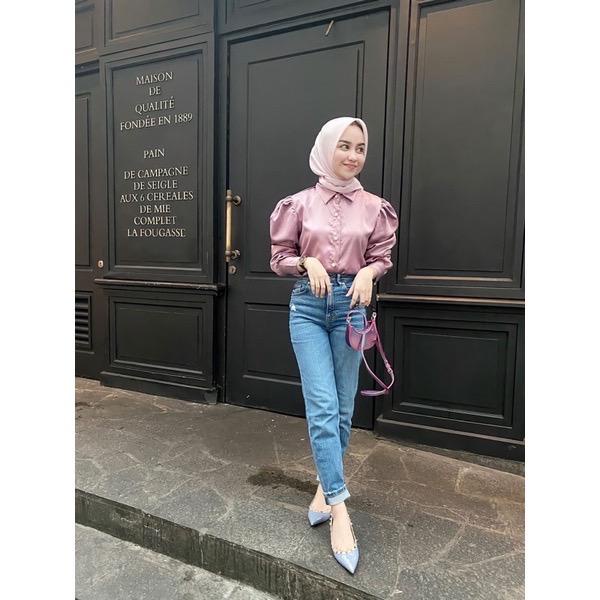 BEFAST - ZFS OOTD BLOUSE RAINIA / BELLPUFF SATEEN SILK PREMIUM BLOUSE / Pakaian Wanita Model Terbaru / Blouse Polos Formal / Outfit Daily Wanita Kerja / Fashion kekinian Remaja ABG Trendy / Blouse Sateen Lengan Panjang / OOTD Wanita Hijab Style Terlaris