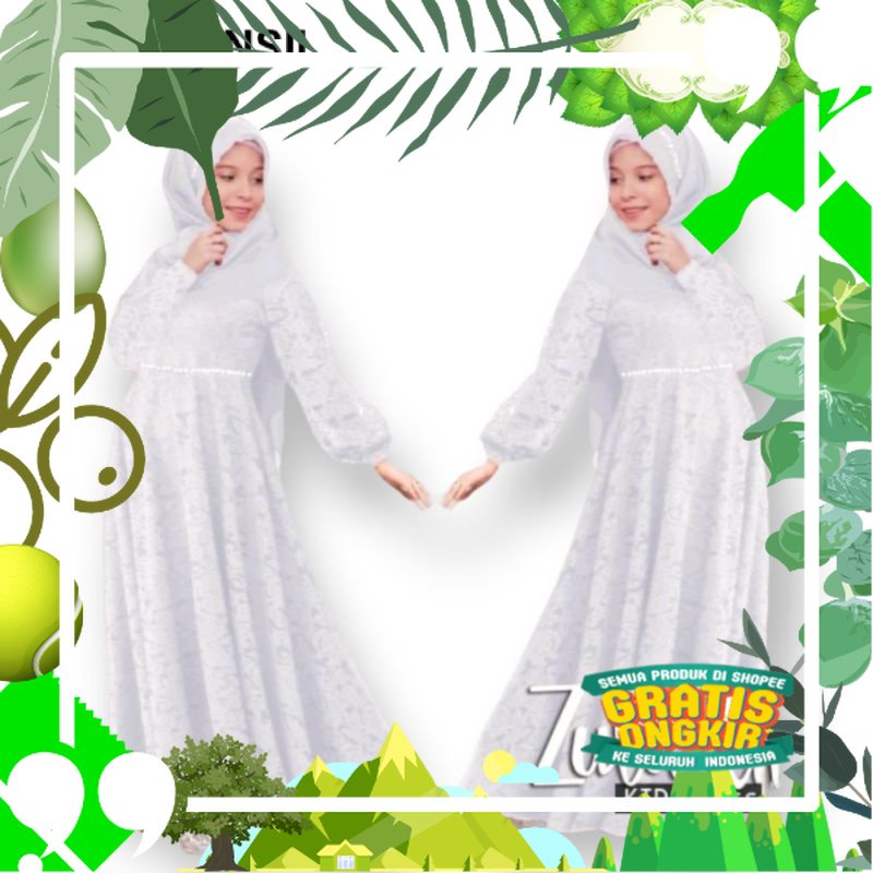 Gamis Anak Remaja Bahan Brukat PUTIH * BAJU Lebaran Warna Ungu Lilac Baju Wanita Muslim Murah jc max