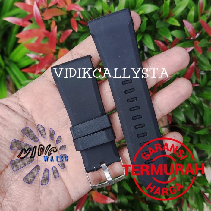 Strap Tali Jam Tangan Karet Rubber Hitam 28mm 28 MM Berkualitas