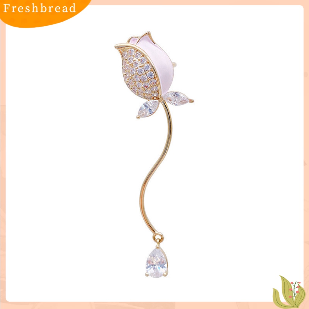 {In Stock} 1Pc Klip Telinga Retro Irregular Shiny Berlian Imitasi Hias Non Piercing Hadiah Hias Bunga Tulip Klip Anting Perhiasan Trendi Untuk Pesta