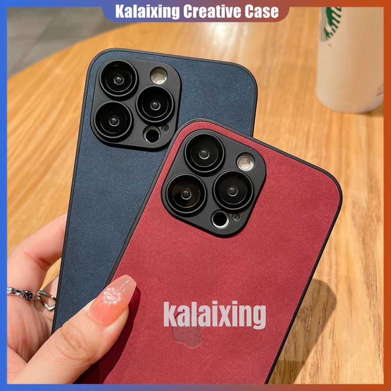 [Dengan Logo] Casing Ponsel Kulit Domba Untuk iPhone 14 Pro Max13 12 Pro Max 11 Pro Max Dengan Casing Lensa Kaca