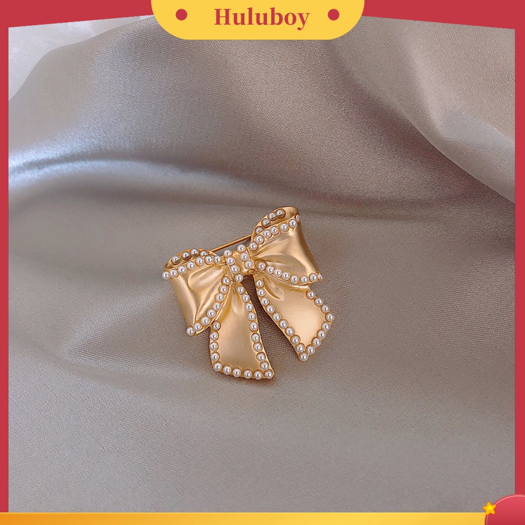 {Ready Stock} Bros Pin Busur Mutiara Imitasi Perempuan Berkilau Tahan Lama Bros Baju Dekor