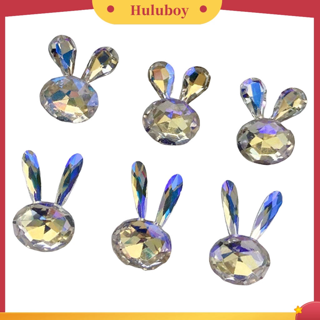 {In Stock} 6Pcs Nail Art Decor Bersinar Tidak Jatuh Tiga Dimensi Kristal Imitasi DIY Gloss Nail Patchwork Bunny Nail Rhinestones Manicure Store Supply