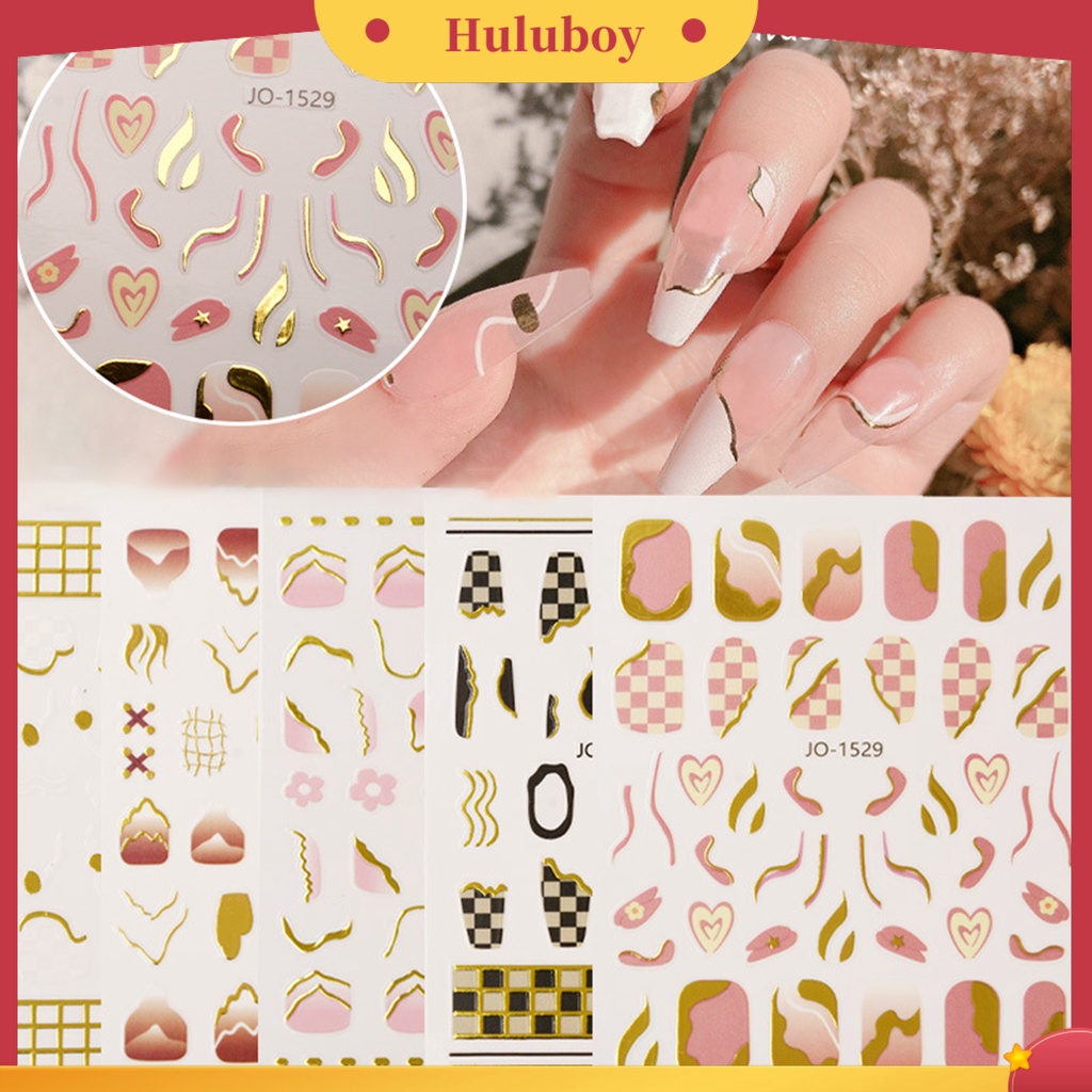 {In Stock} Nail Transfer Fabulous Efek 3D Ultra Tipis Dekorasi Stiker Sparkly Geometri Garis Decals Untuk Manicure