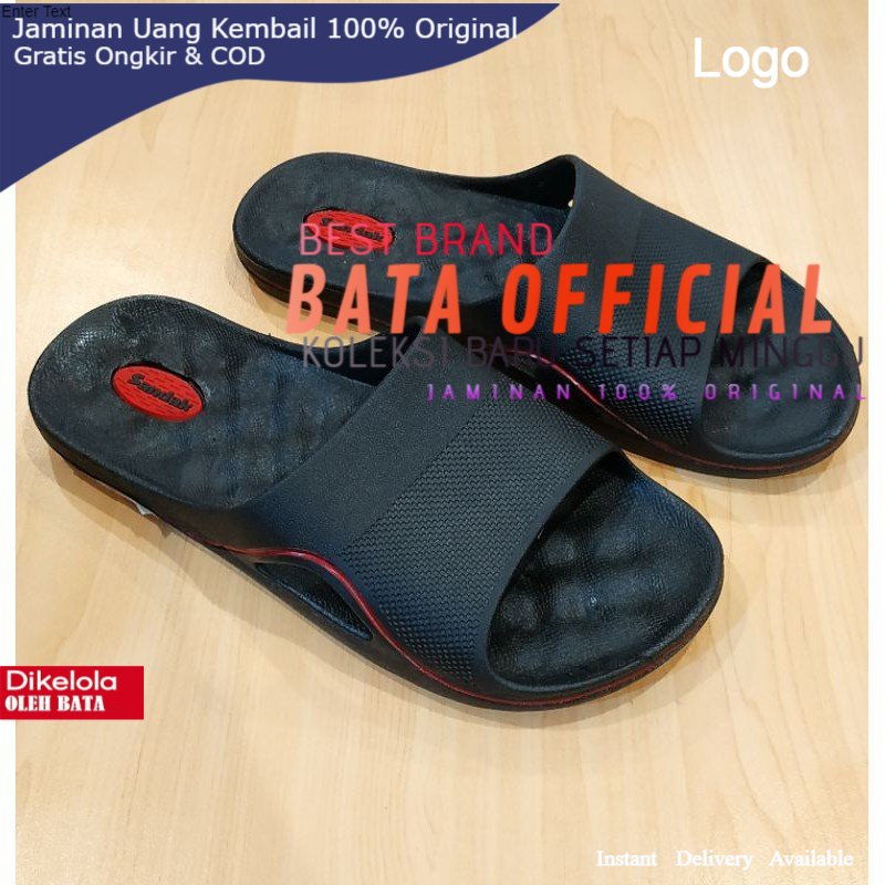 Sandak Sandal Pria Uwais Black - S andal karet pria bata 872-6004