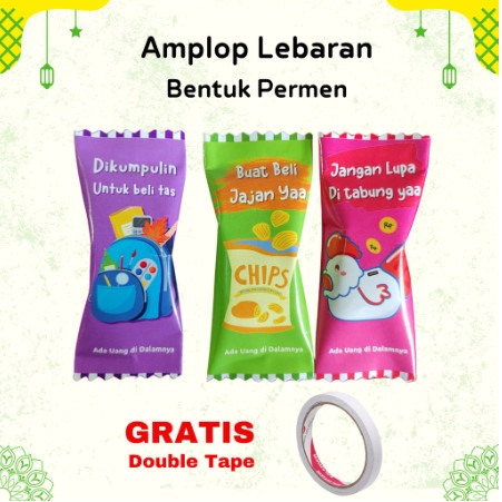 

30 PCS AMPLOP THR ANGPAO LEBARAN IDUL FITRI BENTUK PERMEN FREE DOUBLE