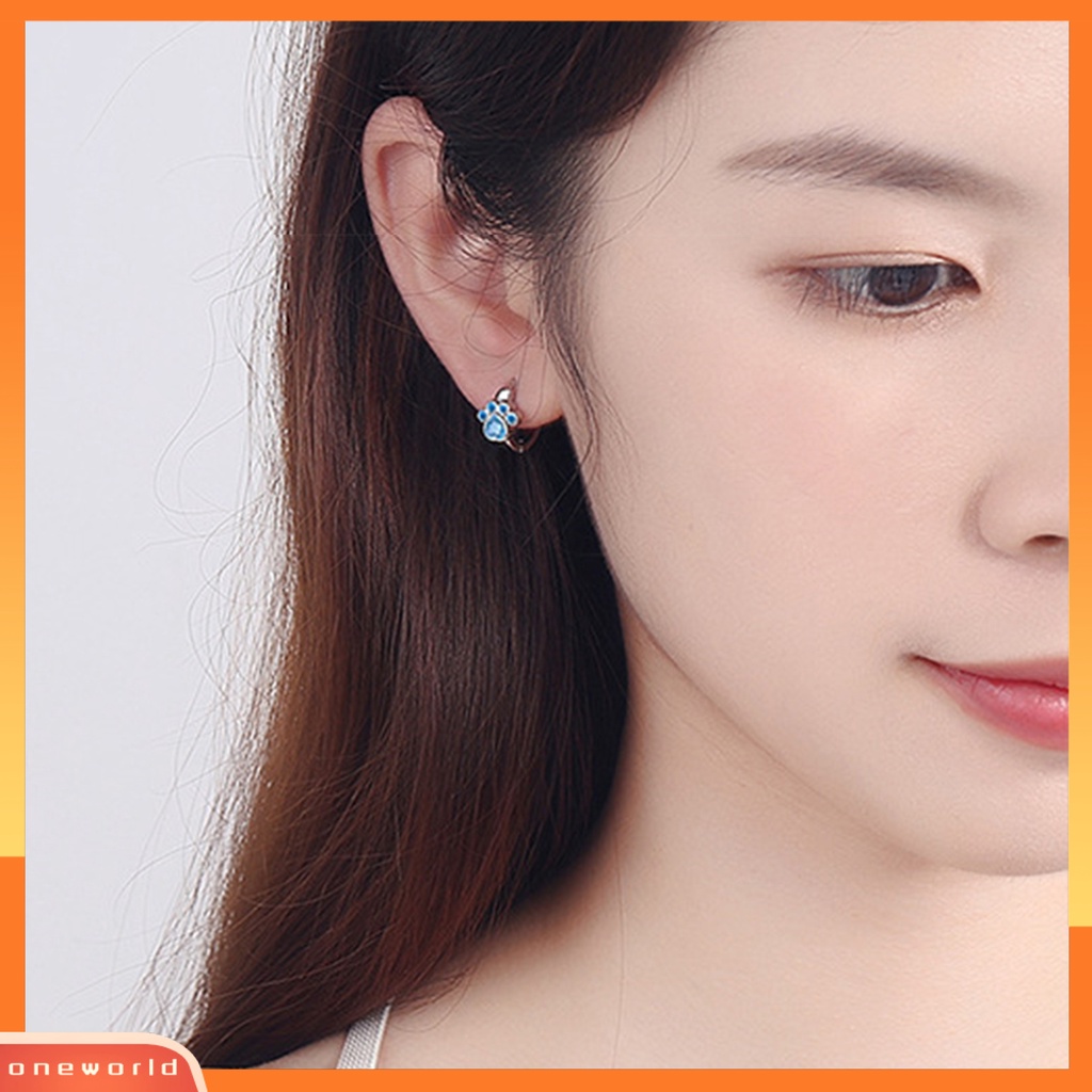 [OWR] 1pasang Anting Hoop Dainty Dipoles Kecil Lucu Berkilau Berlian Imitasi Cakar Kucing Huggie Earrings Fashion Perhiasan