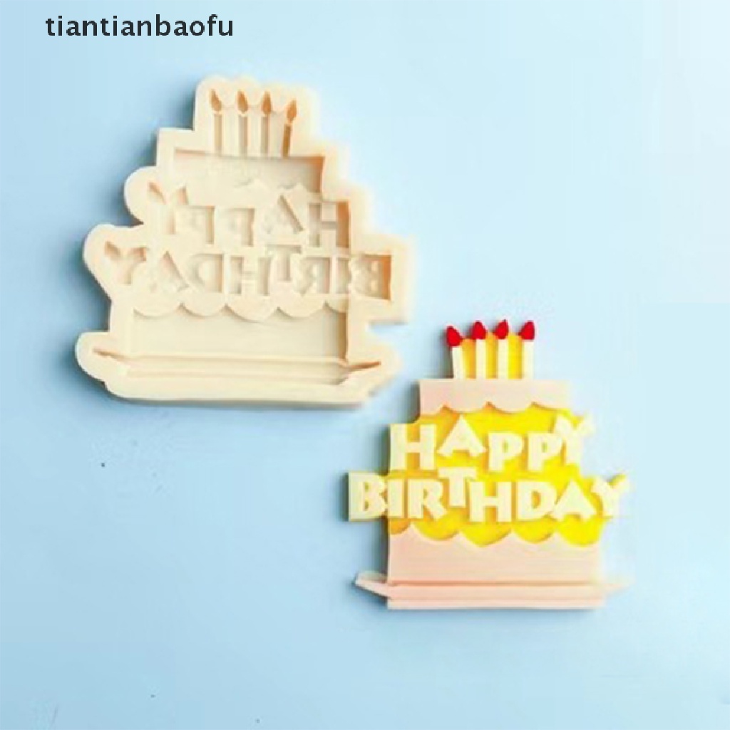 [tiantianbaofu] Silikon 3D Happy Birthday Alfabet Inggris Cetakan Kue Coklat Decorag Alat Butik