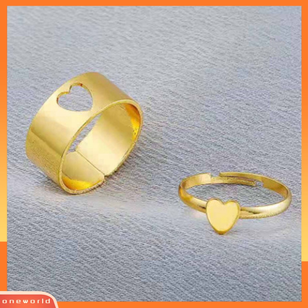 [EONE] 2pcs/set Cincin Pasangan Warna Solid Yang Sesuai Dengan Cincin Gaya Punk Bentuk Bulan Cincin Pernikahan Hadiah Ulang Tahun