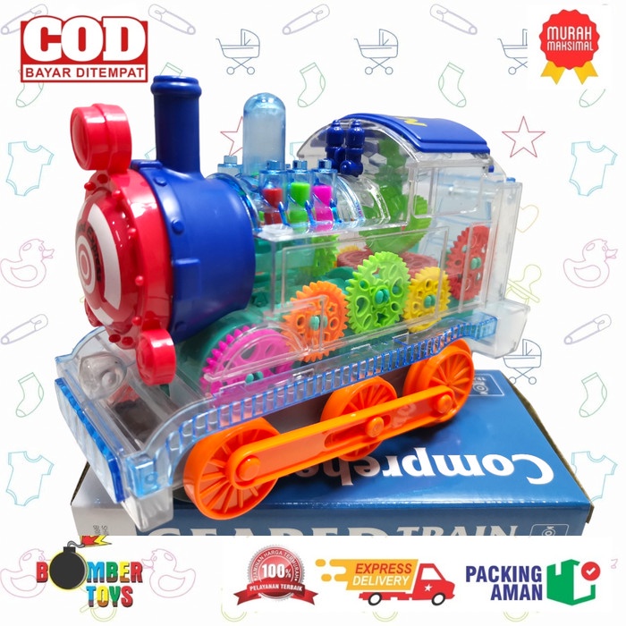 MAINAN ANAK GEAR TRAIN KERETA TRANSPARAN MUSIK SUARA LAMPU BUMP n GO