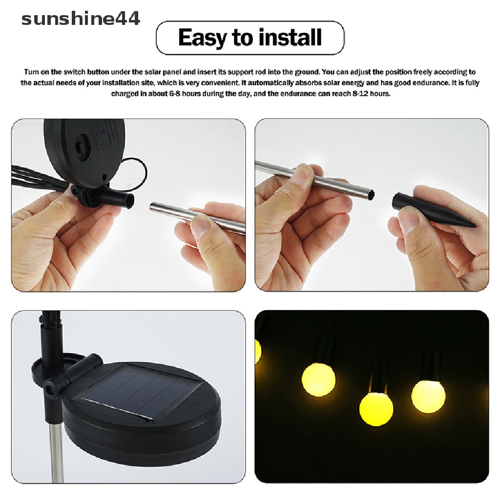 Sunshine Solar LED Outdoor Light Taman Hias Rumput Lanskap Lampu Lantai Firefly Lamp ID