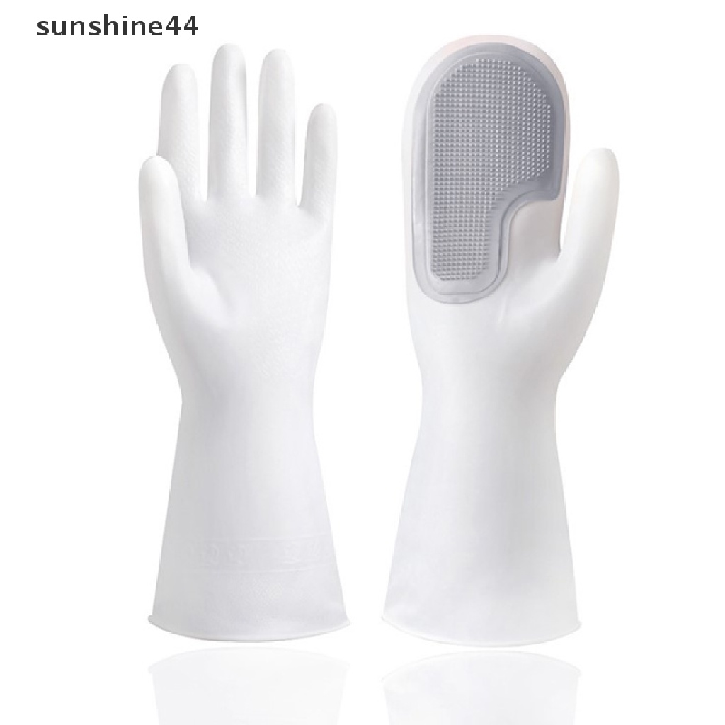 Sunshine1/2pcs Sarung Tangan Cuci Piring PVC Anti Air Pembersih Dapur Cuci Rumah Tangga ID