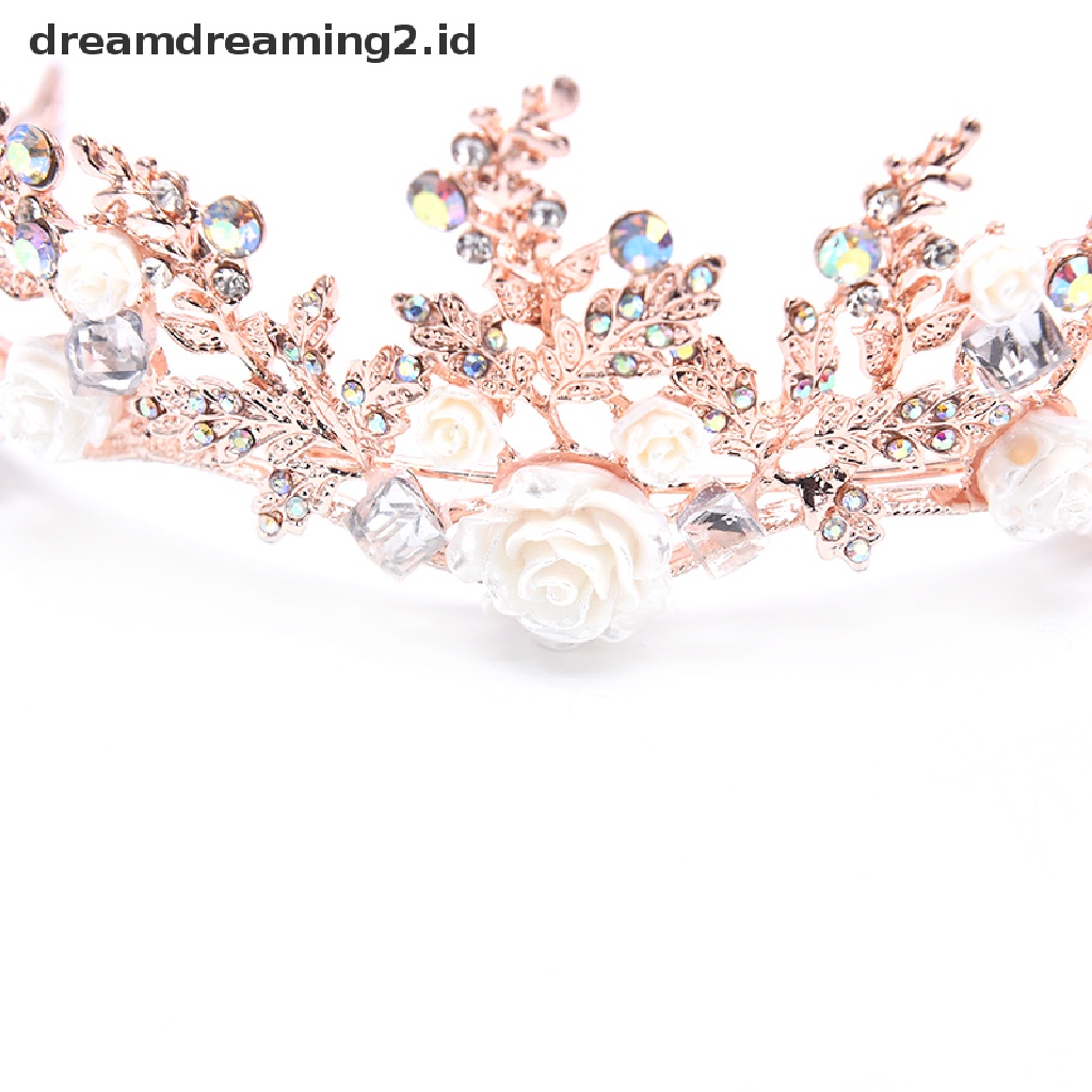 (hot) Kristal Tiara Emas Pernikahan Mahkota Baroque Berlian Imitasi Pengantin Rambut Mahkota Headband//