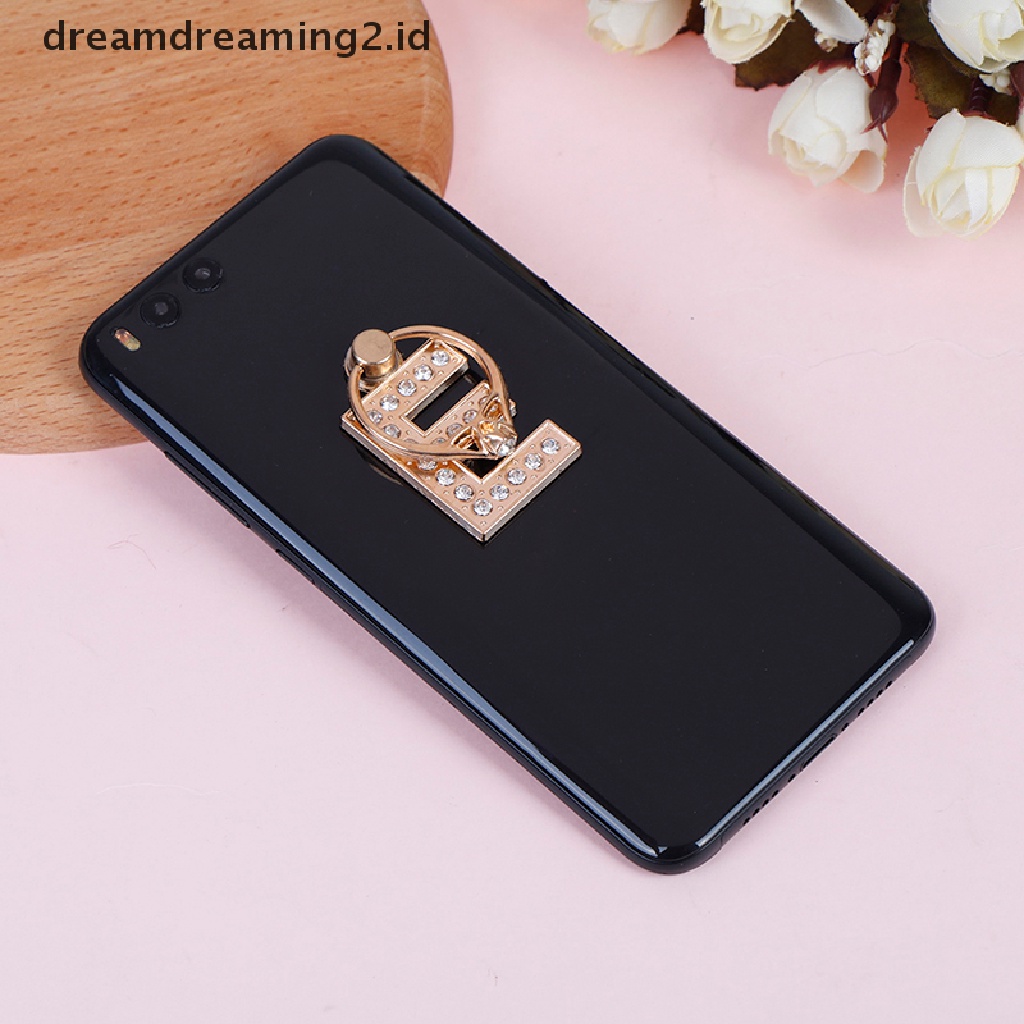 (hot) 1pcs Tren Mode Keserbagunaan Huruf Inggris Cincin Berlian Logam smartphone tablet Berdiri,100% Baru//