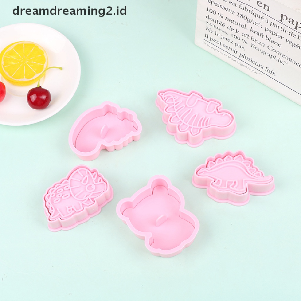 (hot) 4pcs Cetakan Kue Kering Kartun Cutter Biskuit Cetakan Dinosaurus Lucu Alat Baking//