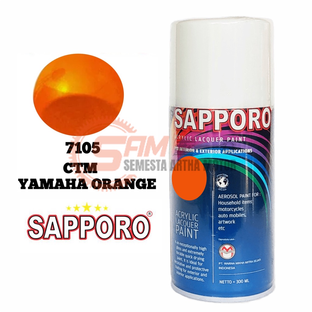 

Pilox Sapporo CTM Yamaha Orange 7105 Cat Semprot 300ml Pilok Jingga Aerosol Spray