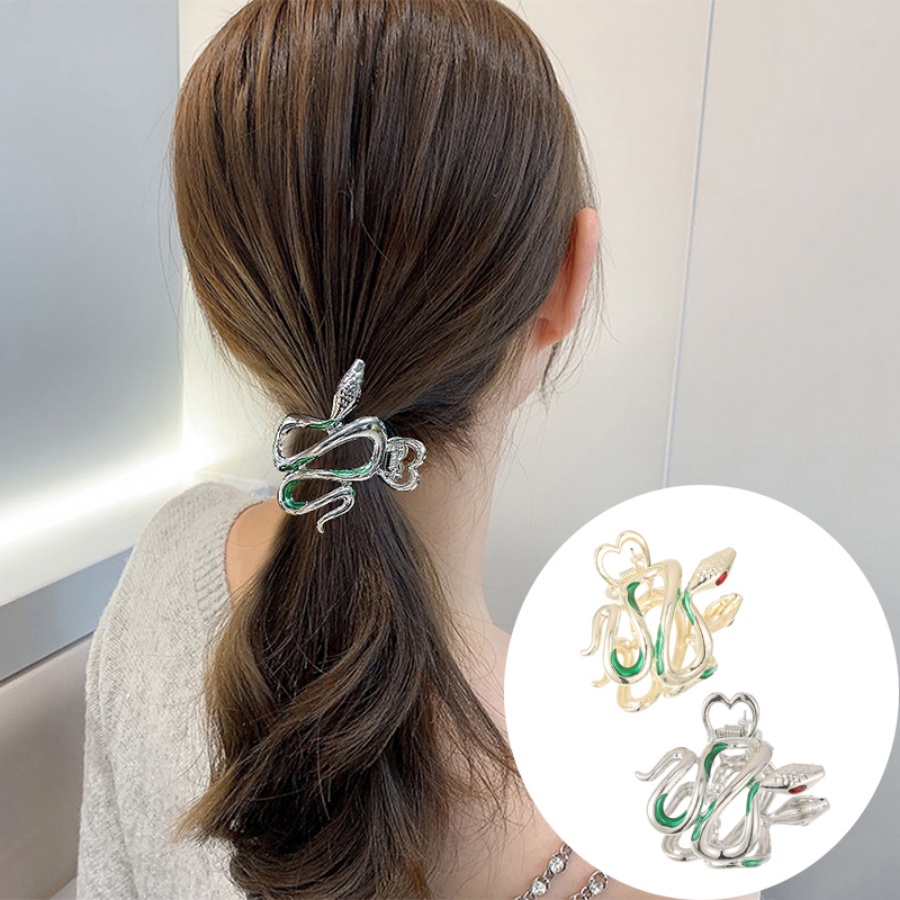 Logam Klip Rambut Berbentuk Ular Hair Claw Woman Ponytail Holder Aksesoris Rambut