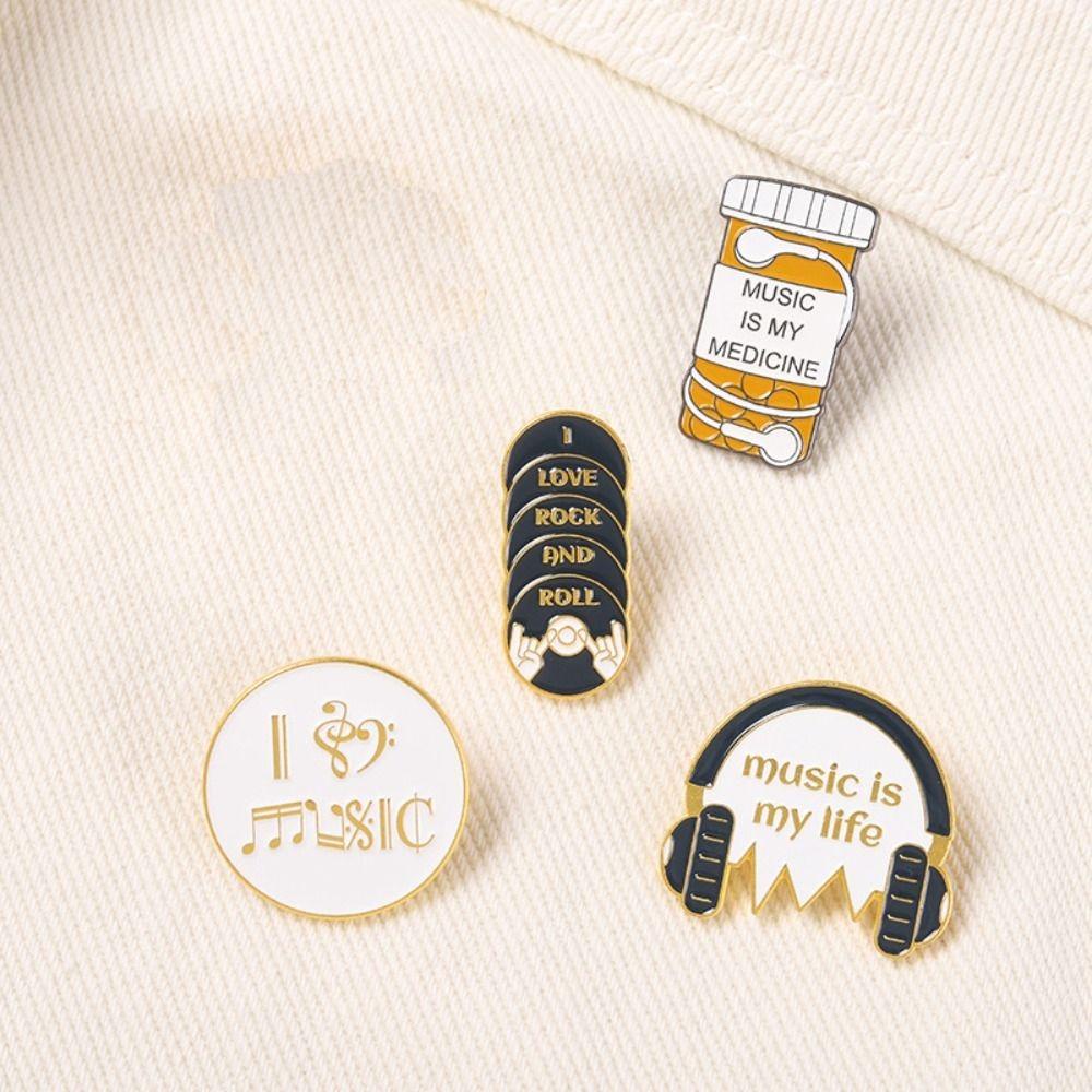 Agustina Lencana Penggemar Musik Lucu Perhiasan Cd Earphone Kepribadian Logam Baking Paint Pin