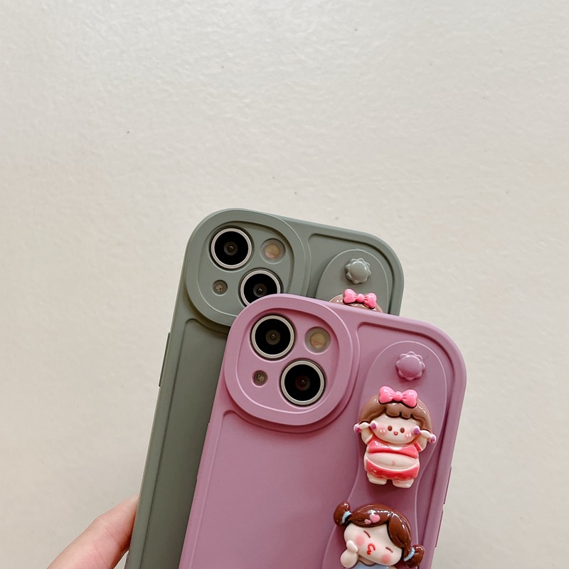 IPHONE Gelang Boneka Lovely Girl Support Soft Case HP iP Iphone6 6S 7 8 14+Plus SE 2020 X XS XR 11 12 13 Pro Max Woman FTD Casing Apple