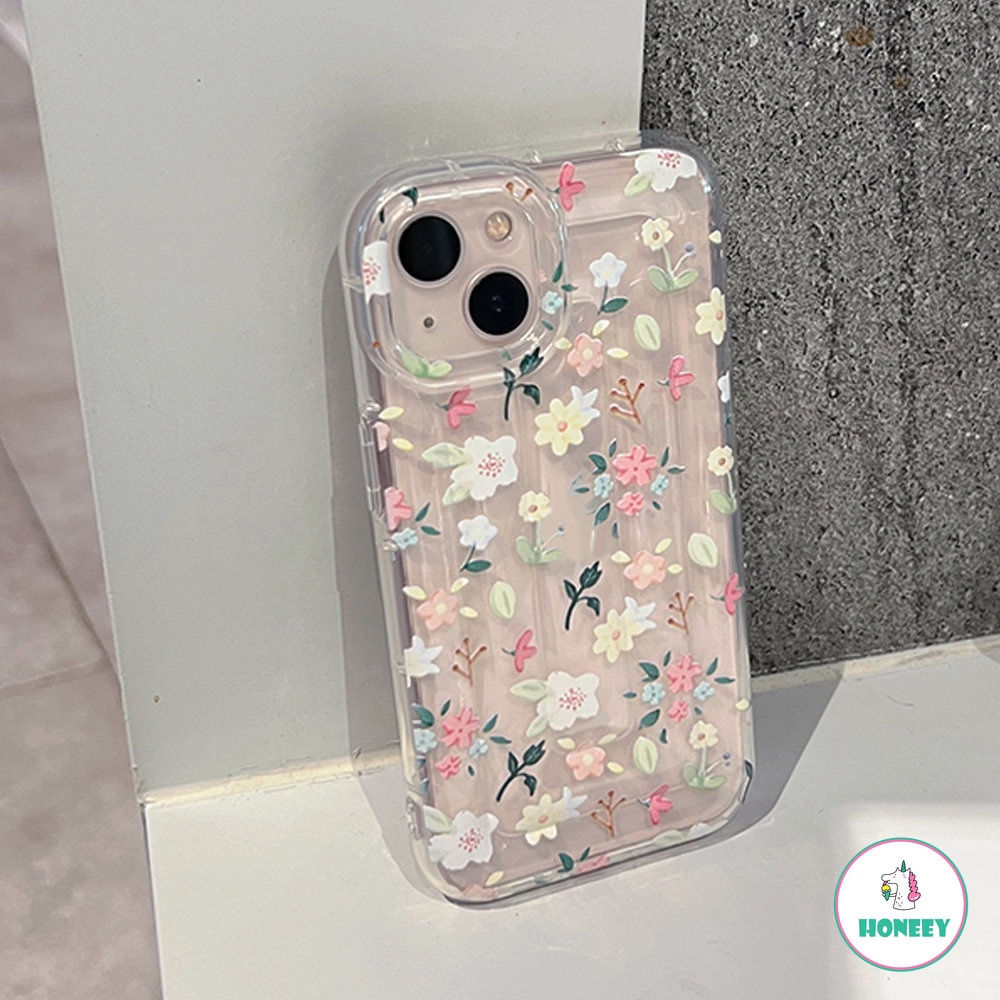 Untuk iPhone 14 Pro Max Flowers Case iPhone11 12 14 13 Pro Max Bantal Udara Shockproof Lembut Bumper Ponsel Case Cover