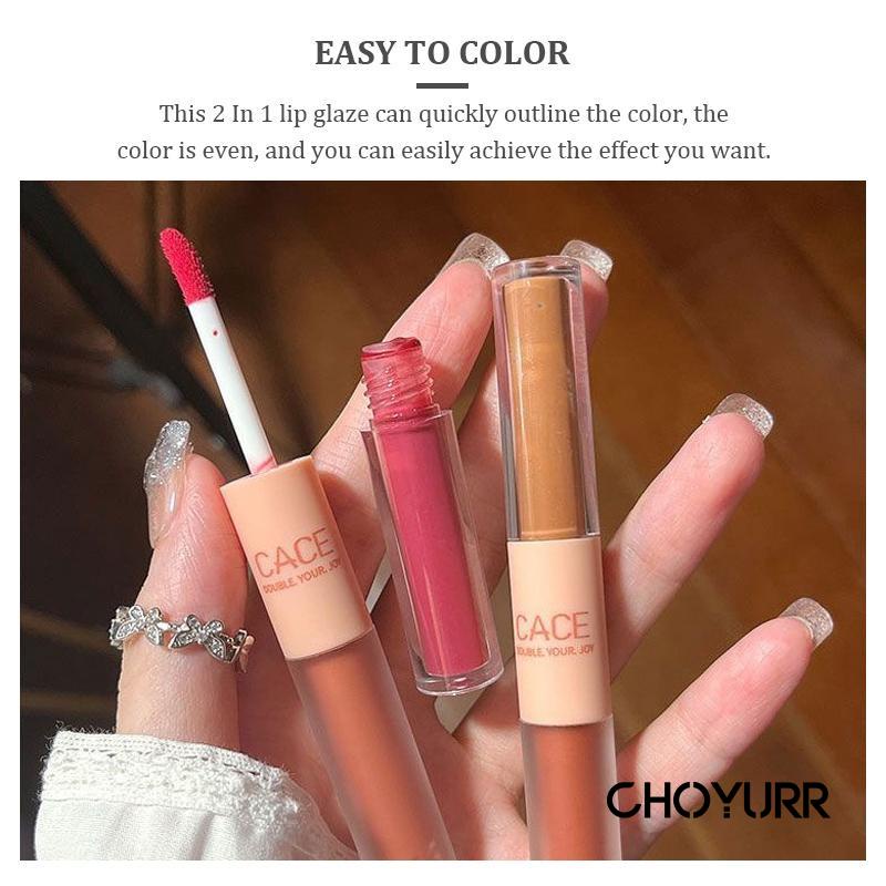 【COD】CACE 2 in 1 Matte + Glossy  Lipstick Lip Mud Lip Cream Lip Gloss Dua Sisi Matte Lipstick Glossy Tahan Lama-CH