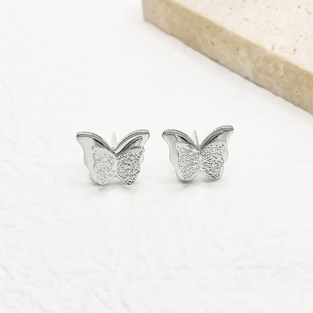 Anting Tusuk Kupu-Kupu Kecil Warna Emas Lucu Untuk Wanita Perhiasan Logam Minimalis Hadiah Pesta