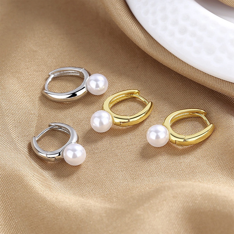 925 Sterling Silver Royal Baroque Pearl Ear Buckle Untuk Wanita Eropa 18 K Emas Sederhana Hoop Anting Pesta Perhiasan Hadiah