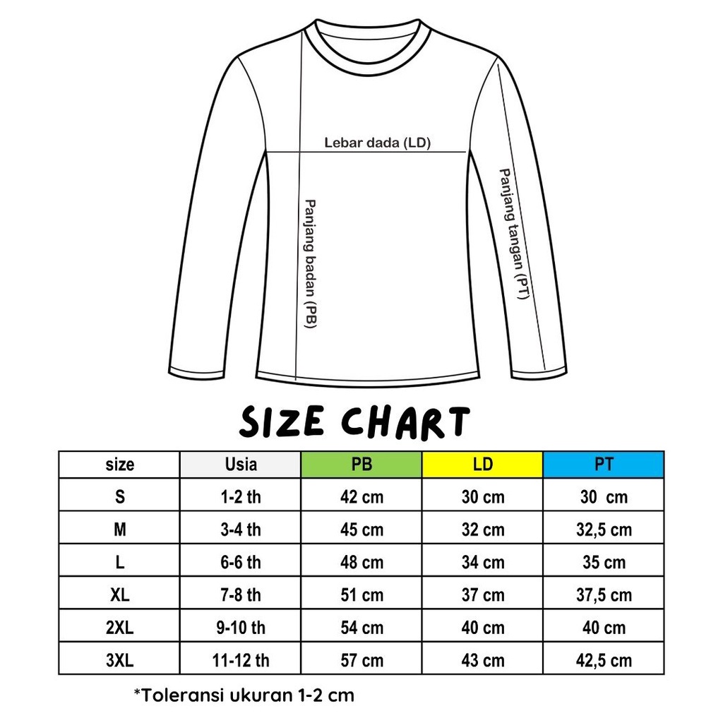 Joy_kidss Kaos Anak Polos Tangan Panjang Unisex // Longsleeve Premium Cotton Basic Tshirt