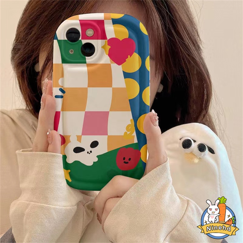 Realme C55 C35 C33 C31 C30 C30s 10c21y C25Y C25 C20 C20A C17 C15 C12 C11 7i 5 5s 5i 6i Badut Lucu Warna Kontras Checker Phone Case Airbag Shockproof Soft Case Cover Pelindung