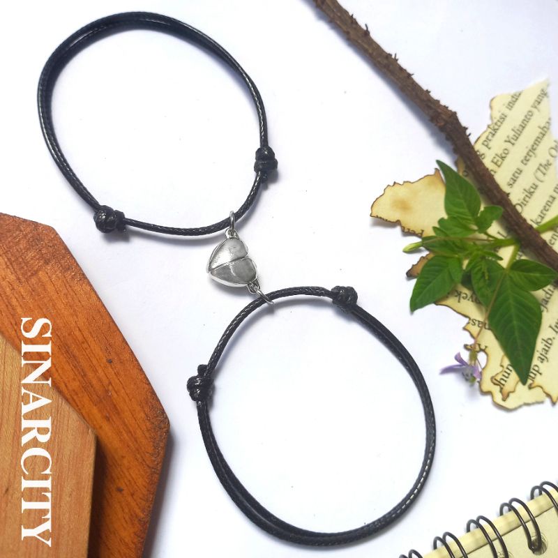 (COD) SC Gelang Polos Magnet Love | Gelang Polos Magnet Love Tali Korea Waterproof | Gelang Magnet L